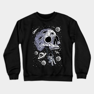 Astronaut Swinging on a Skull Planet in Outer Space Crewneck Sweatshirt